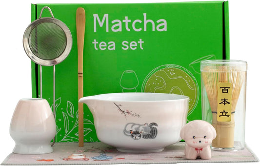 Matcha Whisk Set, Ceramic Matcha Set, 15.5 oz Matcha Bowl with Spout and Whisk, Perfect for Matcha Lovers, Ideal Gift for Christmas, Birthday(pink)
