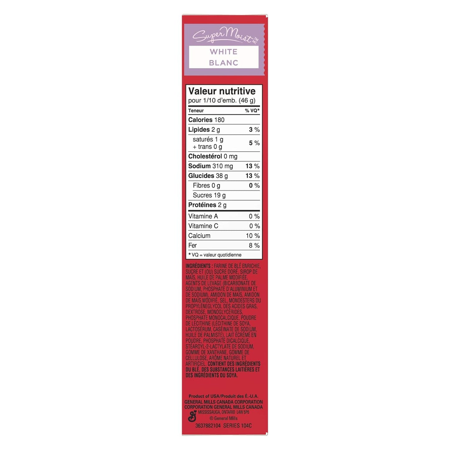 Betty Crocker, SuperMoist White Cake Mix, 461g/16.3oz.