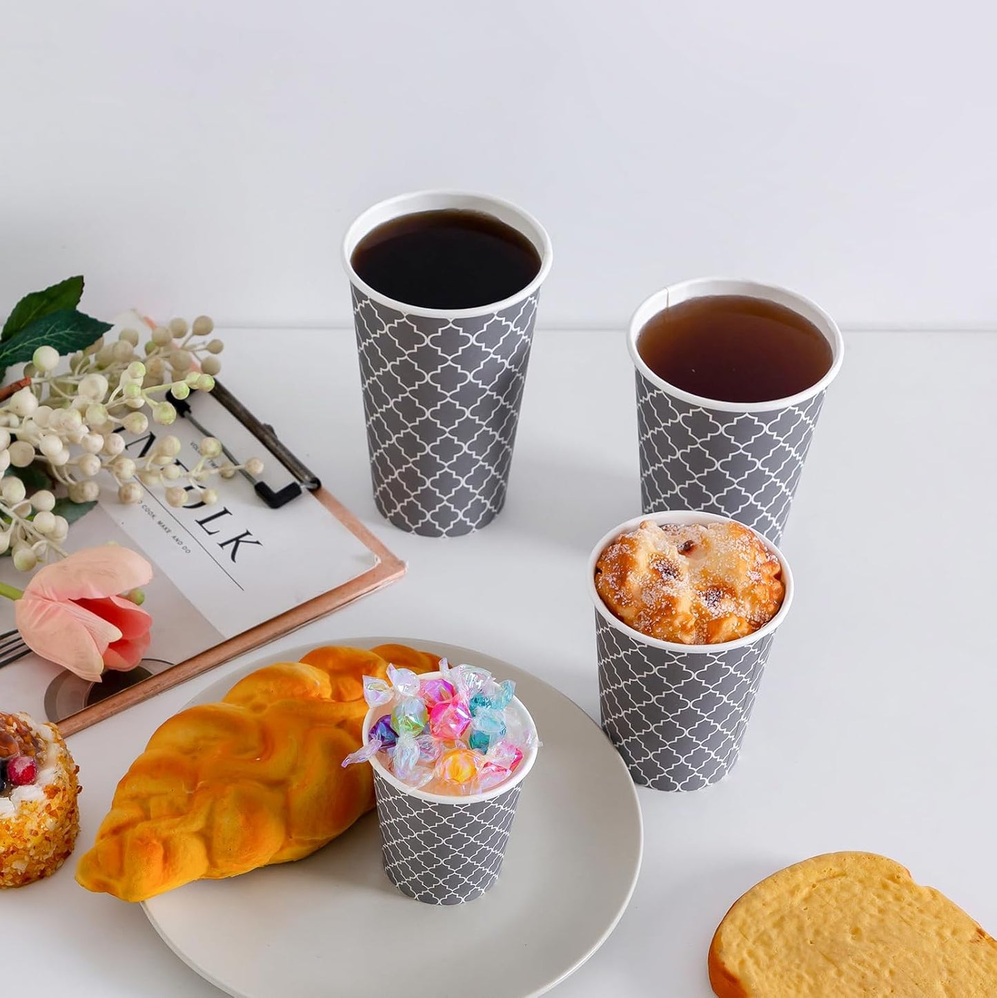 Lamosi Coffee Cups 12 oz 180 Pack, Disposable Paper Coffee Cups, Disposable Cups,12 oz Hot Cup,12oz Paper Insulated Cup for Cold Hot Drinks (No Lids)