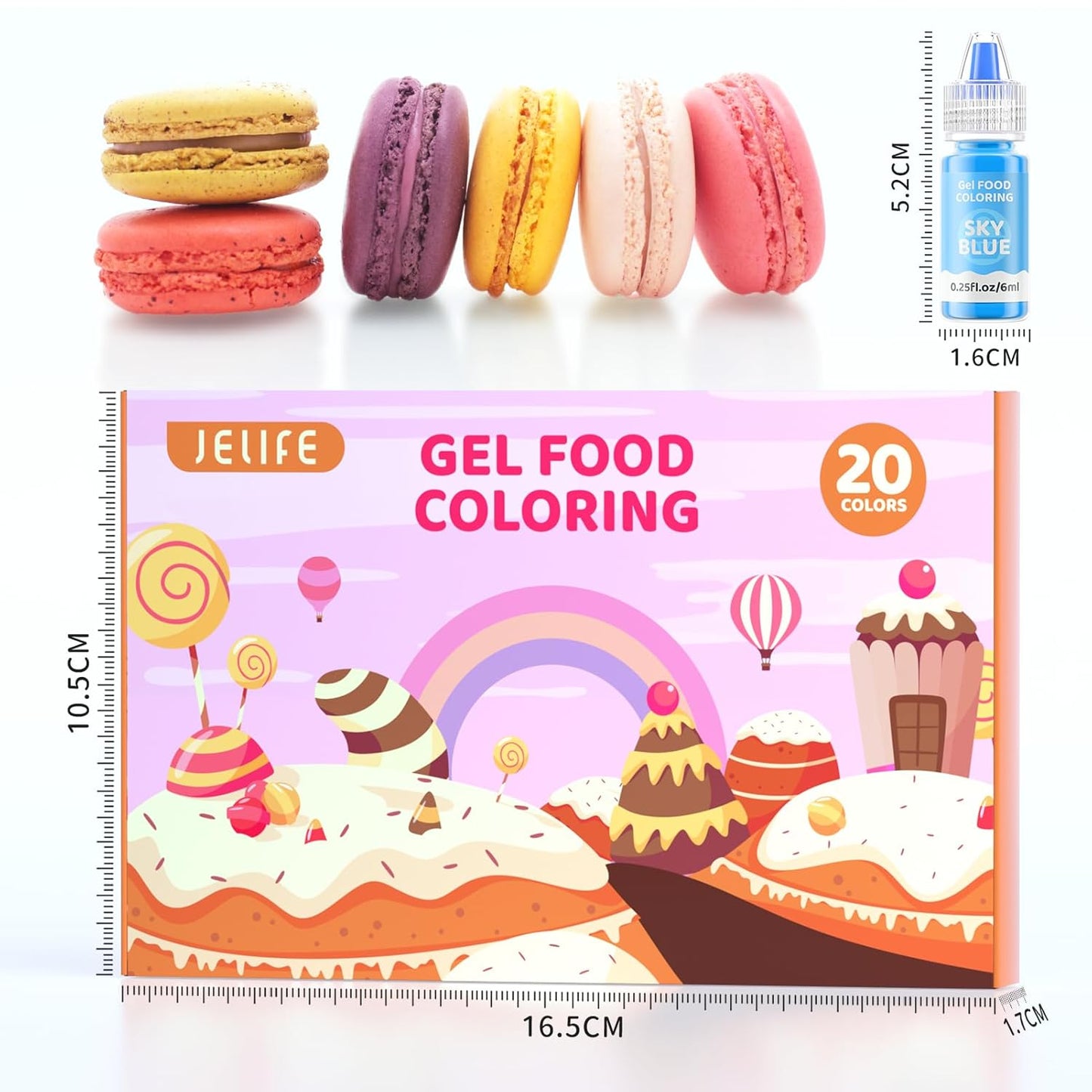 Gel Food Coloring Cake Decorating Set - Jelife 20 Colors Gel Based Flavorless Edible Food Color Dye Vibrant Concentrated Neon Icing Colors for Kids Baking Macaron Frosting Fondant Cookie (6ml/Bottles)