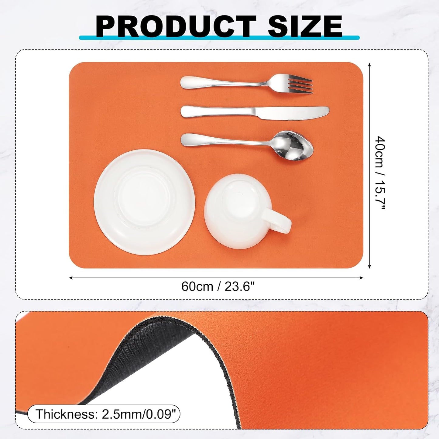 uxcell Silicone Mats for Kitchen Counter, 23.6" x 15.7" Non-Slip Countertop Protector Mat Heat Resistant Coffee Mat Waterproof Table Placemat, Orange