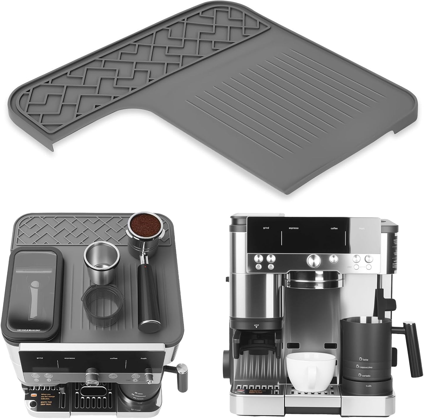Top Mat for Ninja Luxe Cafe Espresso Machine ES601 – Protect Top Surface Food Grade Silicone Tamping Mat for Ninja luxe Cafe Accessories – Waterproof Non-Slip Espresso Tamper Mat Gray