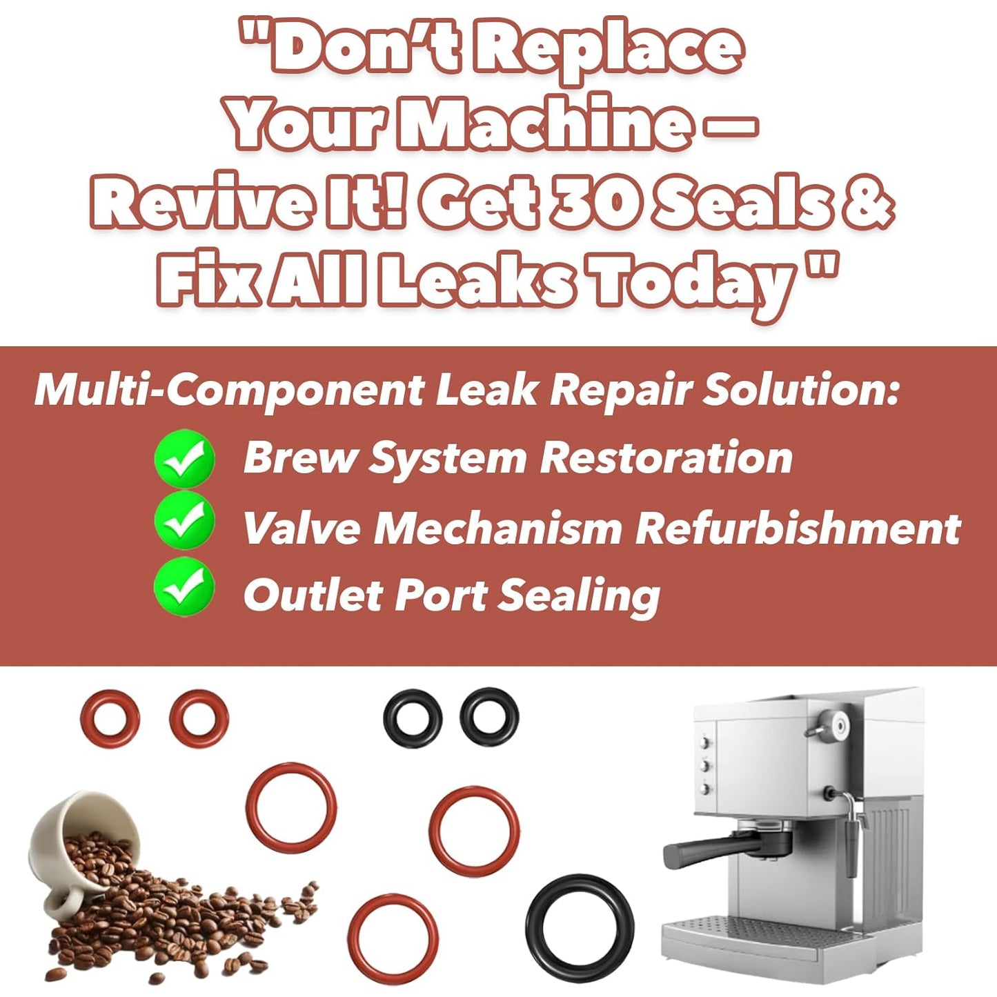 2 Set (30 Pcs) Silicone O Ring Kit for Saeco, O Rings for Gaggia Coffee Machine, O Ring Repair Kit for Fully Automatic Coffee Machines, Coffee Maker Part for Boiler Outlet Pin & Brew Unit