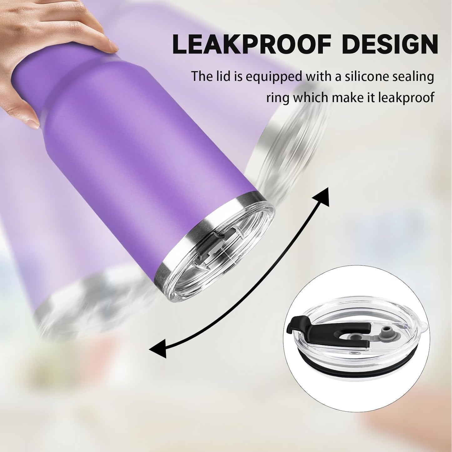 40 oz Tumbler with Lids and Straws, Stainless Steel Insulated Coffee Tumbler, Double Wall Vacuum Insulated Travel Mug Cup, Leakproof Thermal Coffee Cup for Hot and Cold Drinks (Purple)