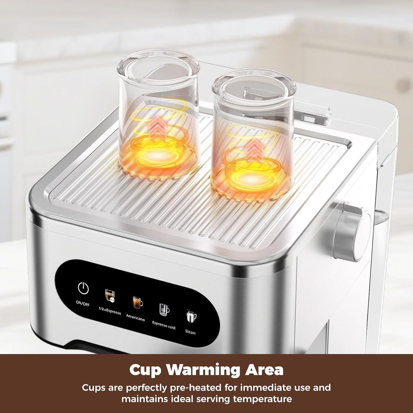CHULUX Cold Brew Espresso Machine, 20 Bar Stainless Steel Touchscreen Cappuccino & Latte Machine with Steam Wand for Home