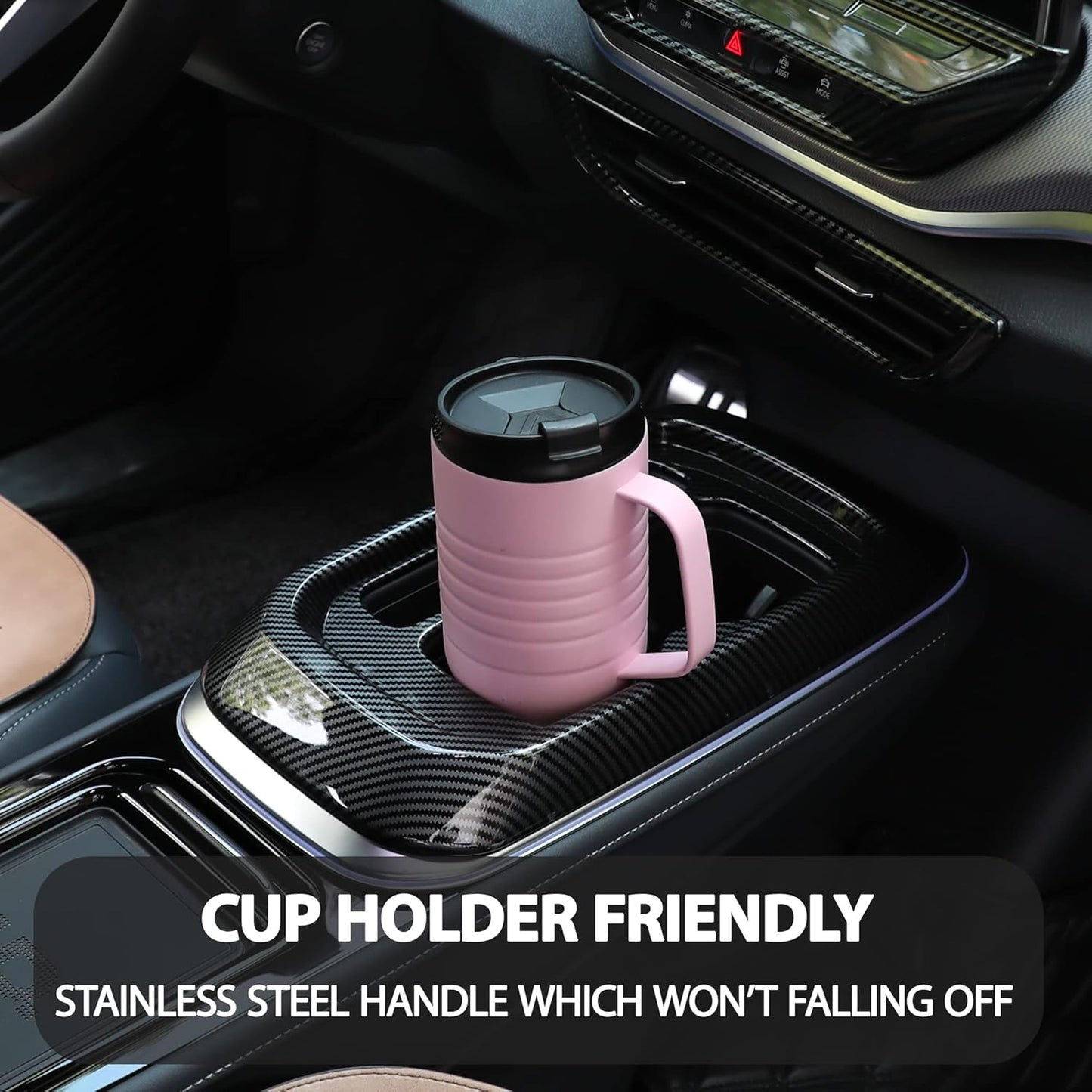 HAUSHOF 24 oz Travel Mug with Handle, Stainless Steel Vacuum Insulated Coffee Double Wall Travel Mugs with Leakproof Lid, BPA Free