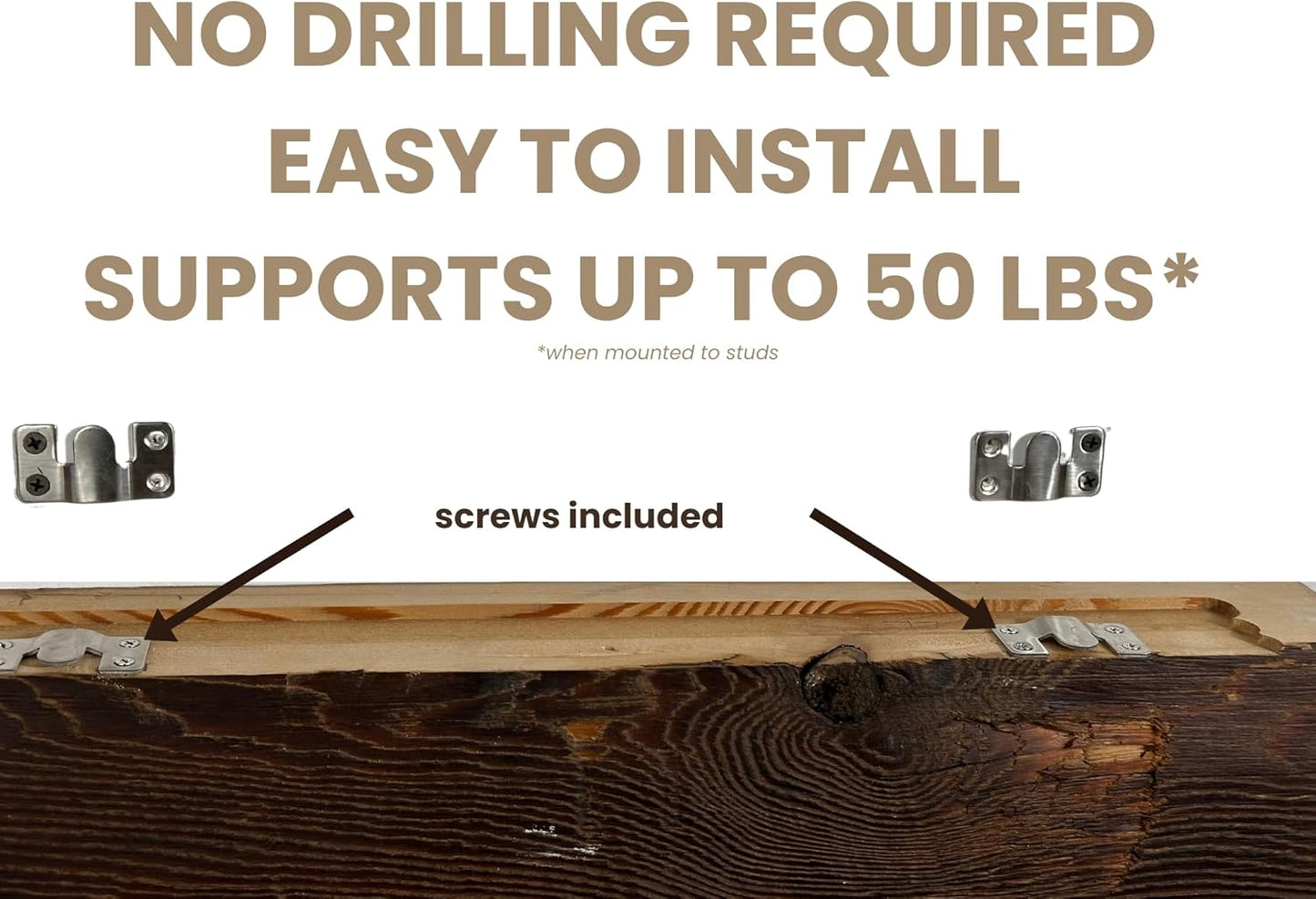 Modern Timber Craft Reclaimed Wood Wall Shelf | Solid Rustic American Barnwood with Steel Floating Shelf Brackets | 2.75" Thickness | 18" L x 8" D, Unfinished, Planed and Sanded