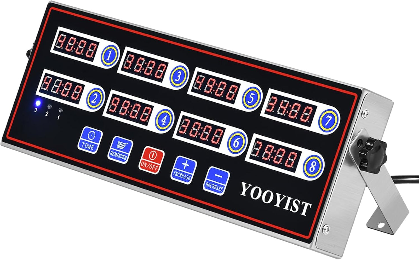 Kitchen Timers for Cooking – 8 Channel Commercial Kitchen Timer Restaurant Kitchen Supplies – Stainless Steel LED Technology Kitchen Timer Digital – Reminder Function, Loud Alarm, Black