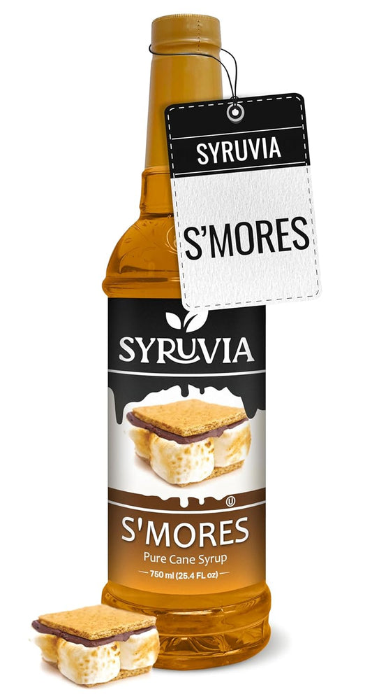 Syruvia S’mores Syrup for Coffee - 25.4 fl oz. Kosher and Gluten-Free. Perfect for Lattes, Smoothies, Shakes, Drinks, Desserts, and More.
