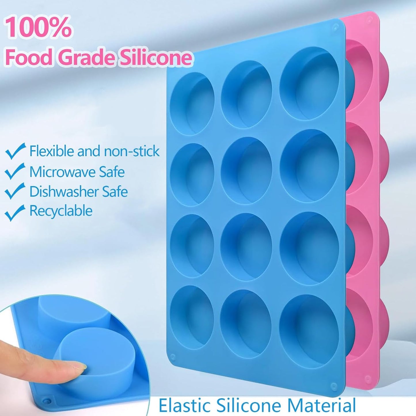 Round Chocolate Cookie Molds,SAGOOITS 12-Cavity Cylinder Chocolate Silicone Molds for Covered Oreo, Cookies Candy Jelly Mini Cakes and Muffin(2 PCS)