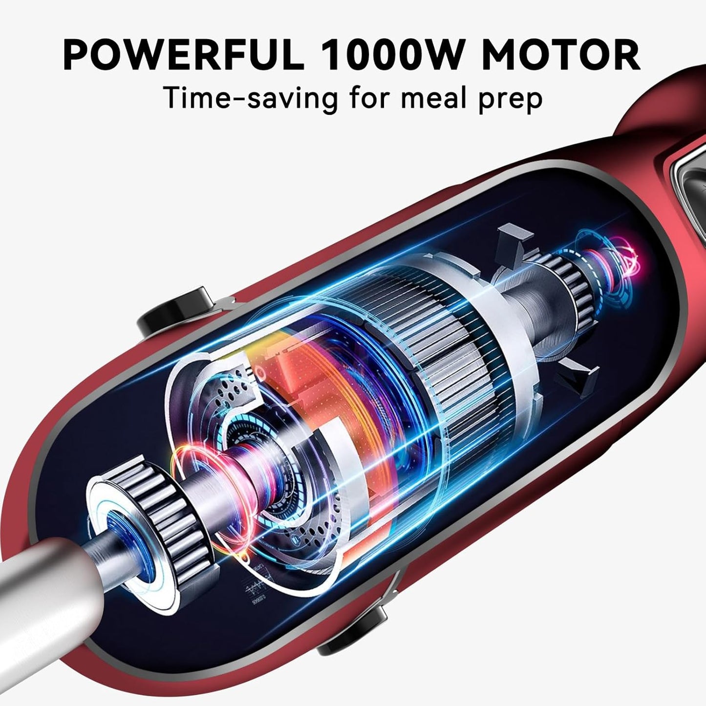 Immersion Blender 5 in 1 Hand Blender, Abuler 1000W Hand Mixer Stick,12 Speed Handheld Blender 304 Stainless Steel with 600ml Mixing Beaker, 500ml Chopper, Whisk and Milk Frother for Soup, Baby Food