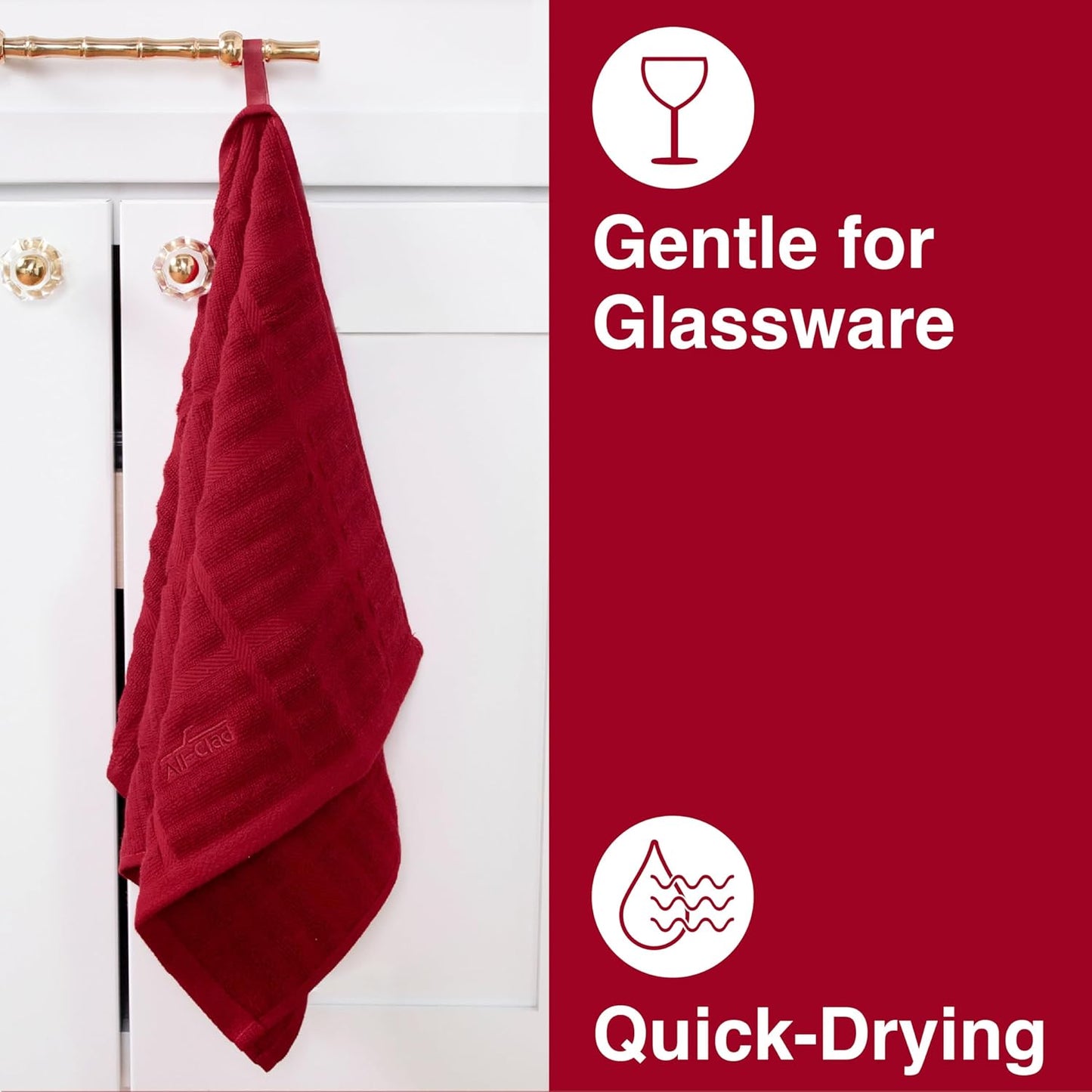 All-Clad Solid Kitchen Towel: Highly Absorbent, Super Soft Long Lasting - 100% Cotton, 17"x30" Tea Towel for Cleaning & Drying Dishes, Pans, Glassware, or Countertops, (1-Pack), Chili