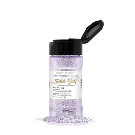 BAKELL Soft Purple Edible Glitter, 45 Grams | TINKER DUST Edible Glitter | KOSHER Certified | 100% Edible Glitter | Cakes, Cupcakes, Cake Pops, Drinks, Dessert Vegan Glitter & Dusts (45g Shaker, Soft Purple)