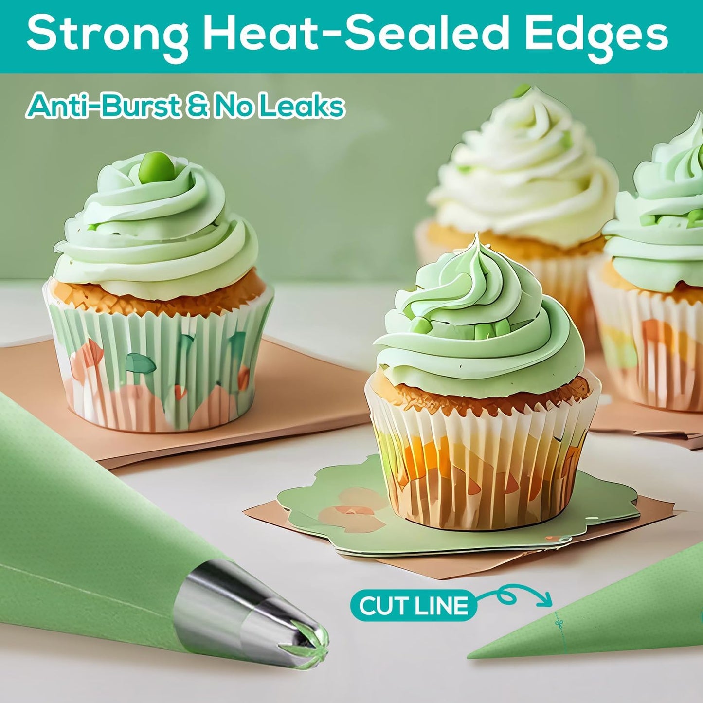 18 Inch Thick Disposable Piping Bags, 100PCS Anti Burst Pastry Bags for Cake Decorating Cream Frosting and Baking Supplies, Tipless Piping