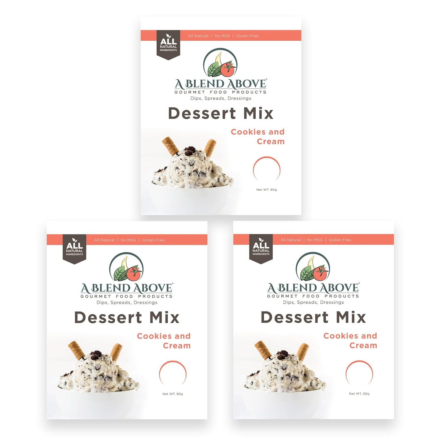 A Blend Above Cookies n Cream No-Bake Dessert Mix, 3 Pack, No-Bake Cheesecake, Fruit Dip, Dessert Mix, Bagel Topping, Frosting, Cheesecake Filling, Quick and Easy to Make, Makes 16 Ounces, Cream