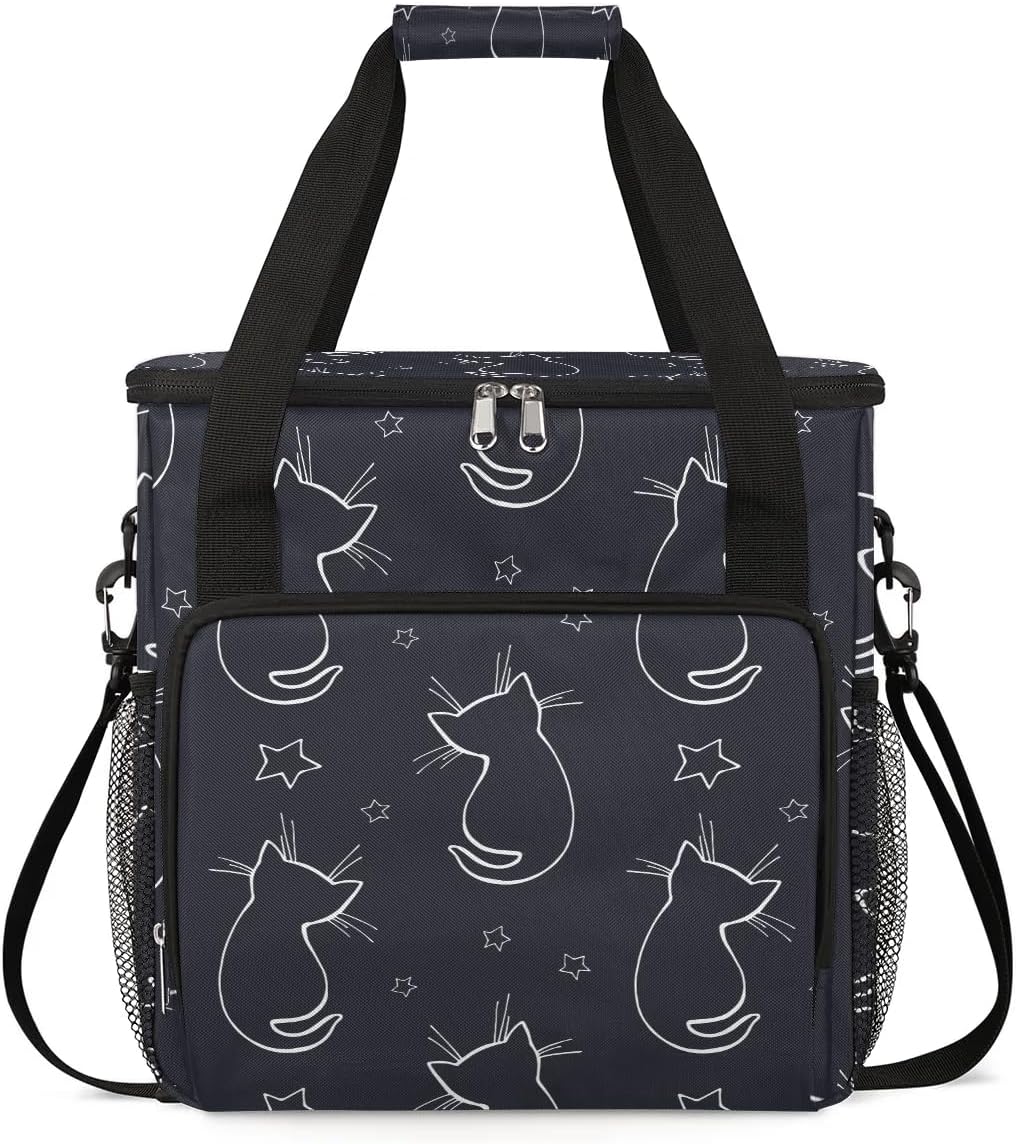 cat animal cartoon Coffee Maker Carring Bag Travel Carrying Storage Tote Bag Compatible with Keurig K-Mini or K-Mini Plus Portable Single Serve Coffee Brewer Case with Pockets for K-cup Pods