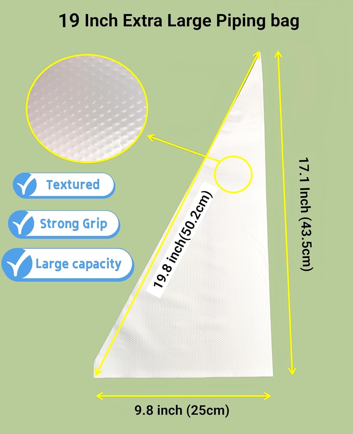 19 Inch Extra Large Piping Bags 200 Pack - Disposable Pastry Bags - Thick Anti-Burst Pastry Icing Frosting Piping Bags For Decorating Cupcakes Cakes Cookies (Large 19 Inch-200 Pack)