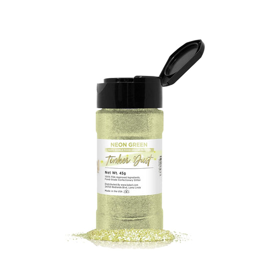 Tinker Dust - Neon Green (45g 1x Shaker Jar) | Edible Glitter for Cakes, Cupcakes, Cake Pops, Drinks, Desserts by Bakell