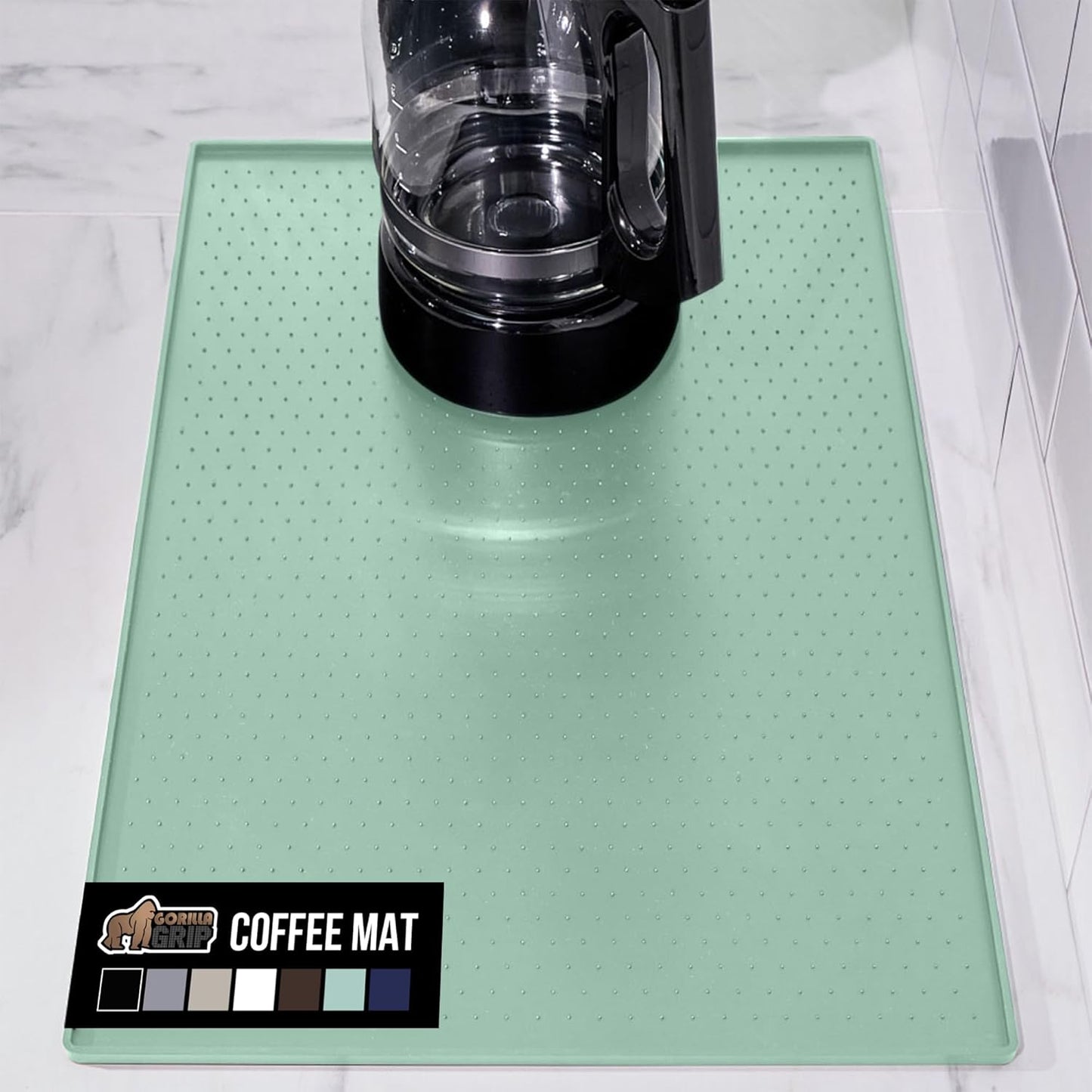 GORILLA GRIP Silicone Coffee Mat, Espresso Drink Bar Station Accessories, Waterproof Heat-Resistant Dish Drying Mats, Stay in Place on Kitchen Counter, Home Kitchen Decor Essentials, 11.5x18.5, Mint