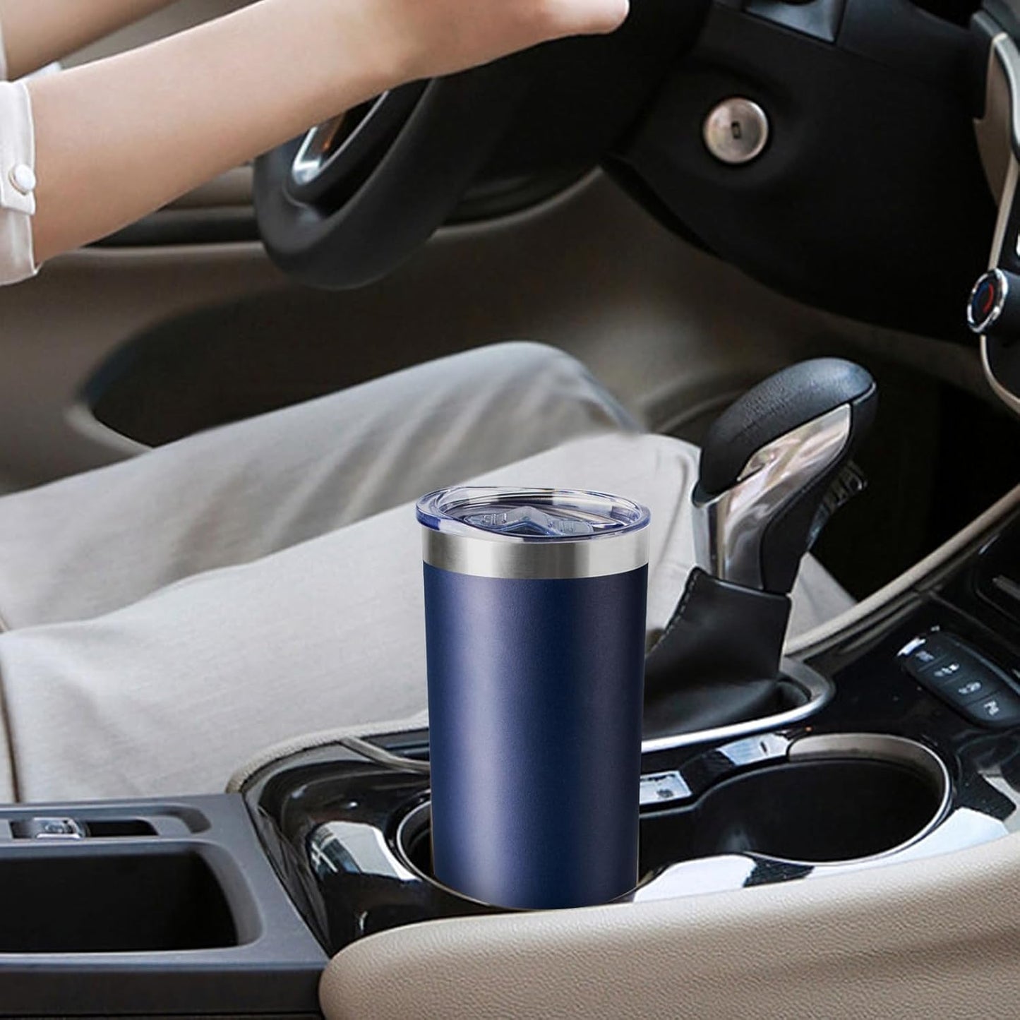 20 oz Skinny Tumbler with Lid and Straw,Stainless Steel Vacuum Insulated Tumbler Cup Double Wall Leak-proof Coffee Mug,Travel Thermal Water Tumbler for Home,Office,Outdoor(Navy Blue,8)