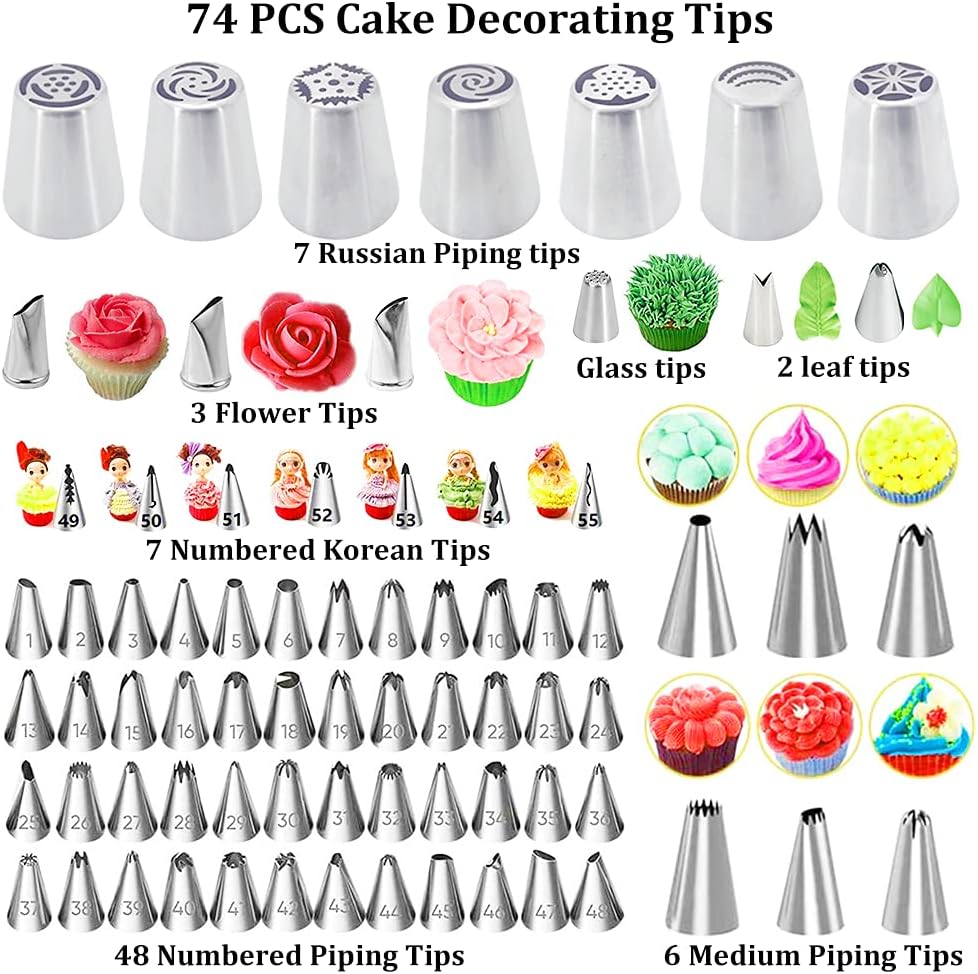 Gawren-H&E Cake Decorating Supplies Kit, 678 PCS Cake Decorating Kit & Cake Baking Suppplies set with Cake Carrier,3 Springform Pans Set,Piping Bags and Tips Set,Chocolate Molds,Cake Stand for Baking
