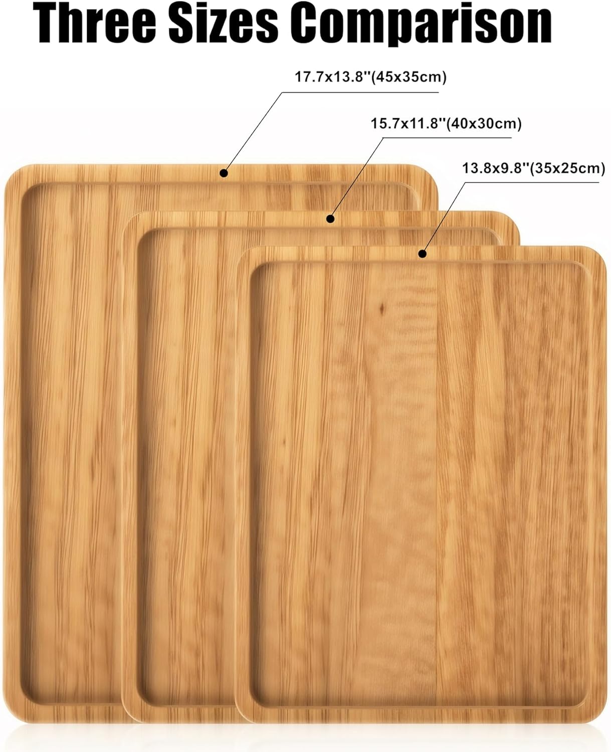 Wood Tray for Coffee Tea Wooden Serving Tray for Food Fruit Snack Decorative Serving Platter, 13.8x9.8 Inches