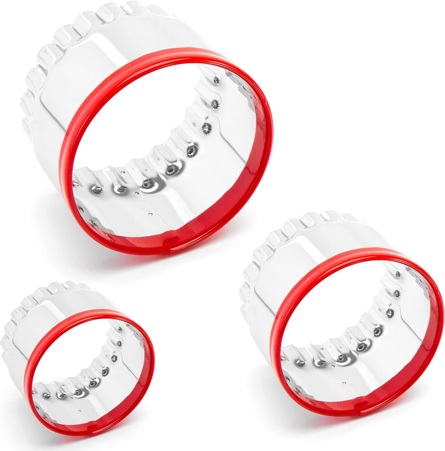 3Pcs Large Biscuit Cutter 3", 4", 5", Fluted Round Cookie Cutters for Baking, Sandwiches Cutter, Scone Cutter, Coated with Soft PVC for Protection