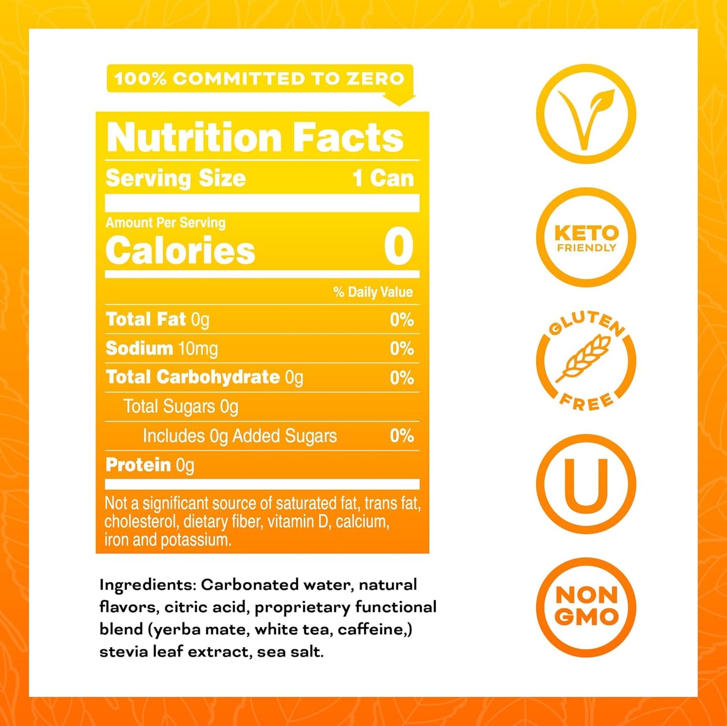 Yerbaé Energy Beverage, Mango Passion Fruit, 120mg Caffeine. No Sugar/Calories/Carbs, Energized by Yerba Mate, Plant-Based, Healthy Alternative to Sugary Drinks, Pack of 12, 12oz cans