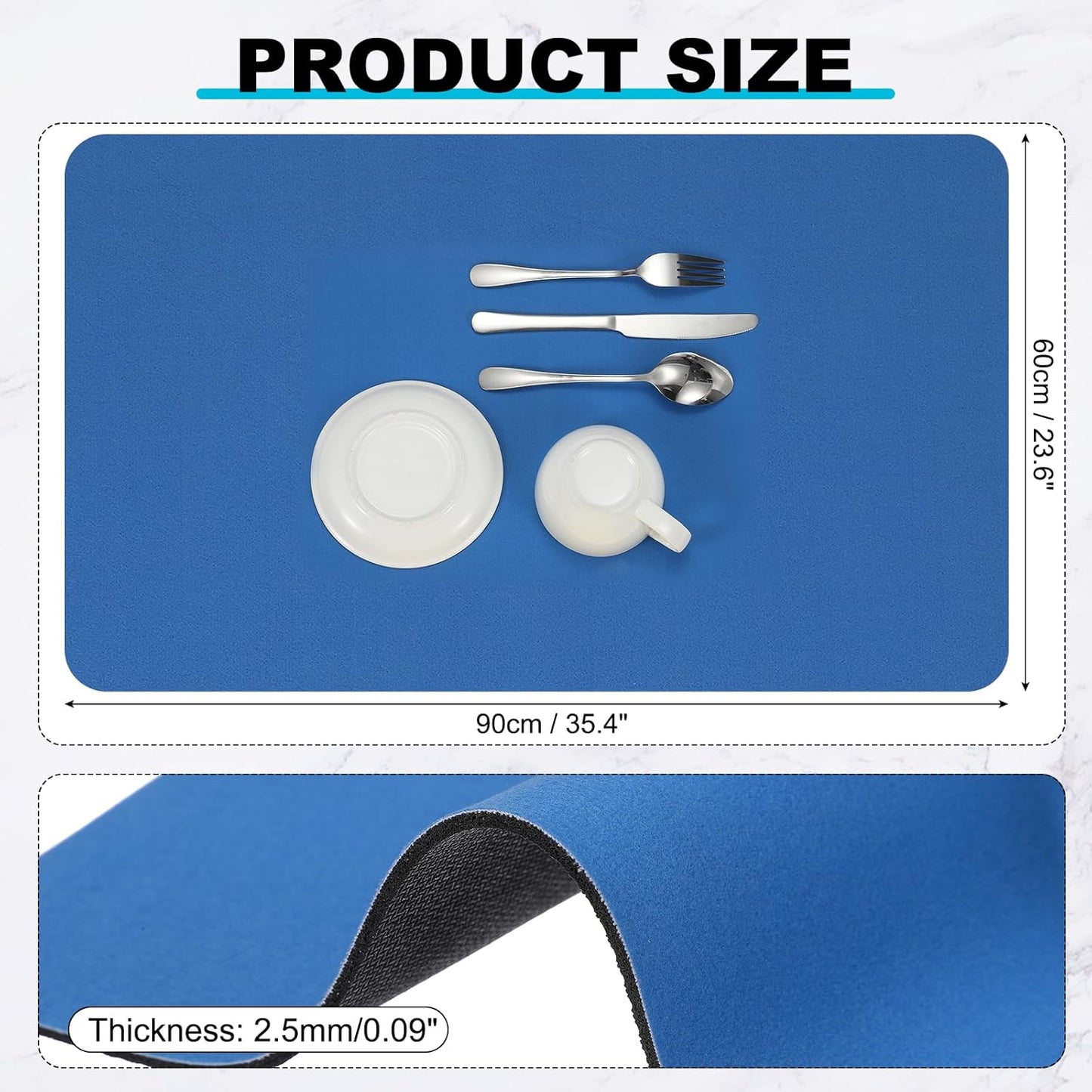 uxcell Silicone Mats for Kitchen Counter, 35.4" x 23.6" Non-Slip Countertop Protector Mat Heat Resistant Coffee Mat Waterproof Table Placemat, Blue