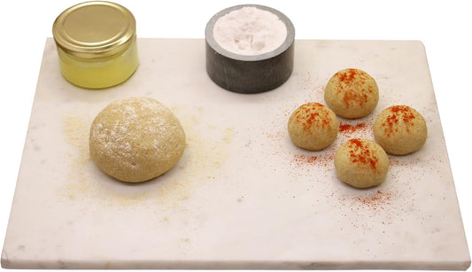 Marble Pastry & Cutting Board – 10x14 Inch Natural Stone Slab with Non-Slip Feet for Dough, Cheese, Baking, Serving, Charcuterie, Trivet – Easy to Clean Gift Tray.