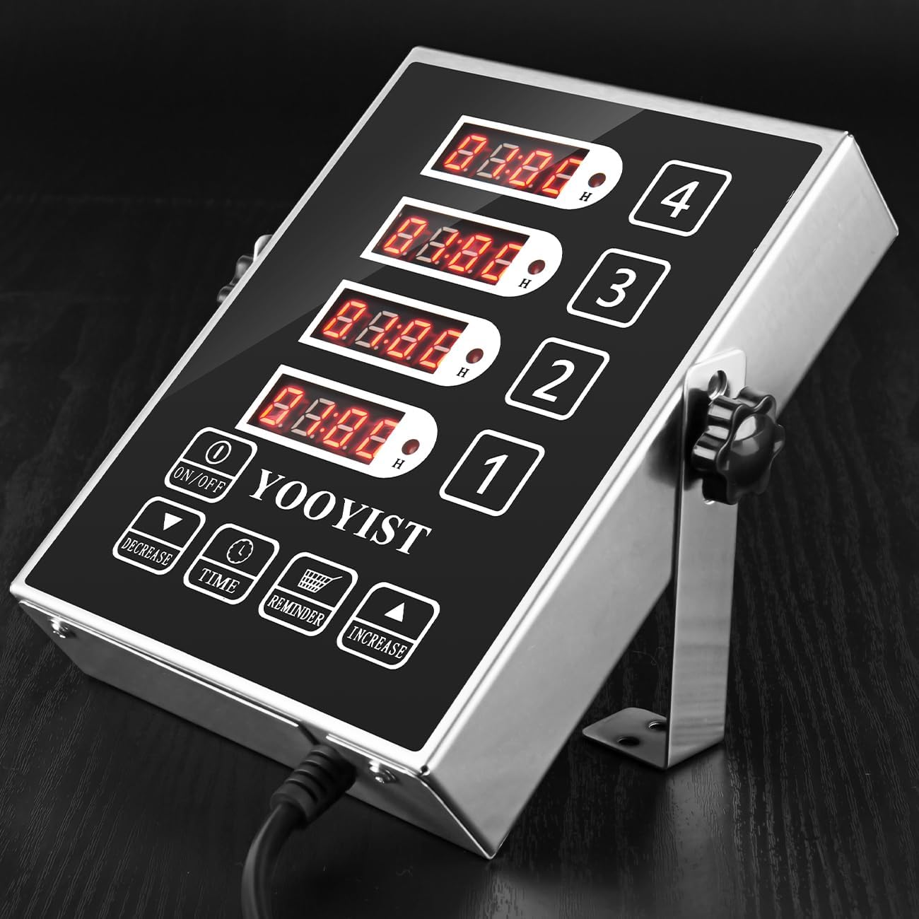 Kitchen Timers for Cooking – 4 Channel Commercial Kitchen Timer Restaurant Kitchen Supplies – Stainless Steel LED Technology Kitchen Timer Digital – Reminder Function, Loud Alarm, Grey