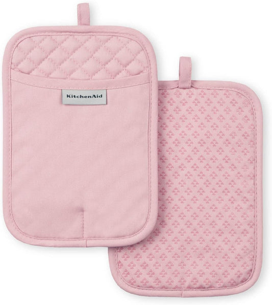 KitchenAid Asteroid Pot Holder 2-Pack Set, Dried Rose, 7"x10"