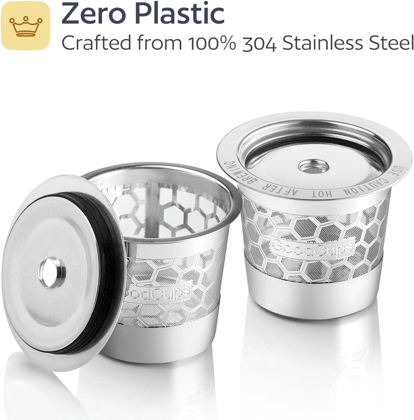 2 Stainless Steel Reusable K Cups for Keurig Coffee Makers - Compatible with K-Express, K-Elite, K-Classic, K-Mini, K-Mini Plus, K-Select, K-Cafe & K-Iced Brewers