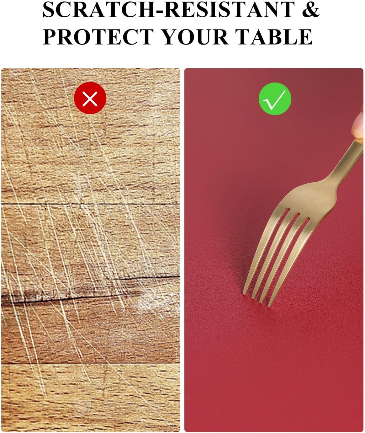 Wine Red Plastic Table Cover Protector, 36" x 60" Waterproof Easy Flat PVC Desk Pad Mat, 1.5mm Thick Rectangle Vinyl Table Top Protector for Dining Room Table, Office, Dresser