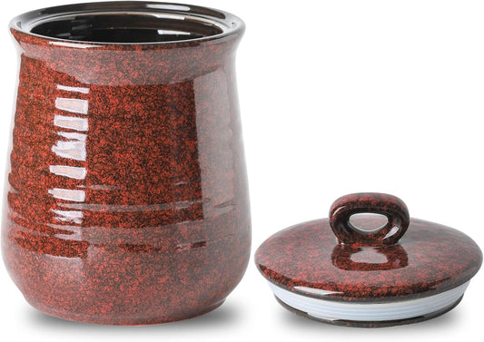 Hasense Coffee Grounds Container with Airtight Lid, Ceramic Food Storge Canister for Kitchen, Large Candy Dish for Countertop, Jar for Tea, Cookies, Sugar, Coffee Bean, 80 FL OZ(Red)