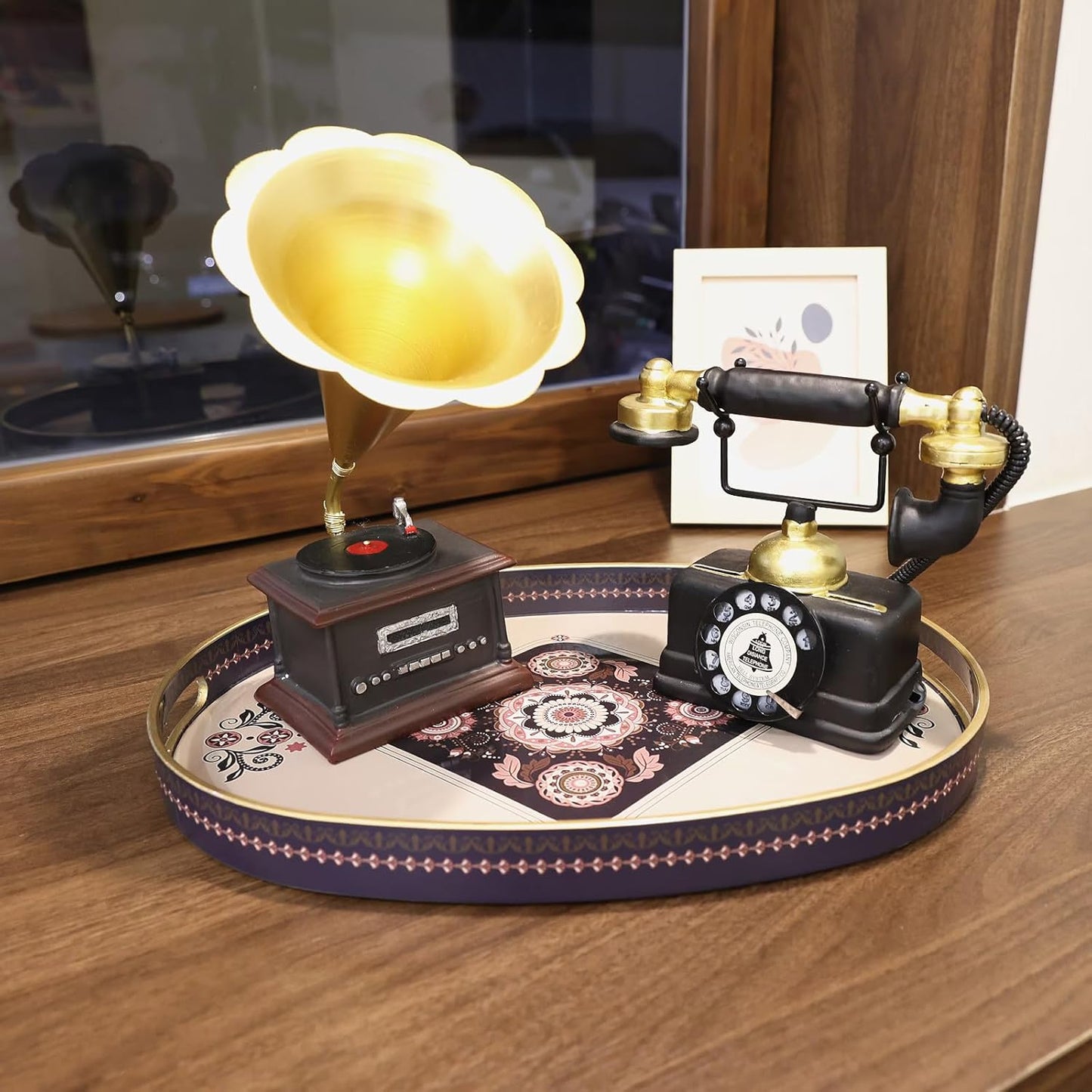 Oval Plastic Serving Tray with Handles, Elegant Decorative Tray for Coffee Table, Ottoman, Living Room, Kitchen, Outdoor Use. 10"*16"*1.4" C