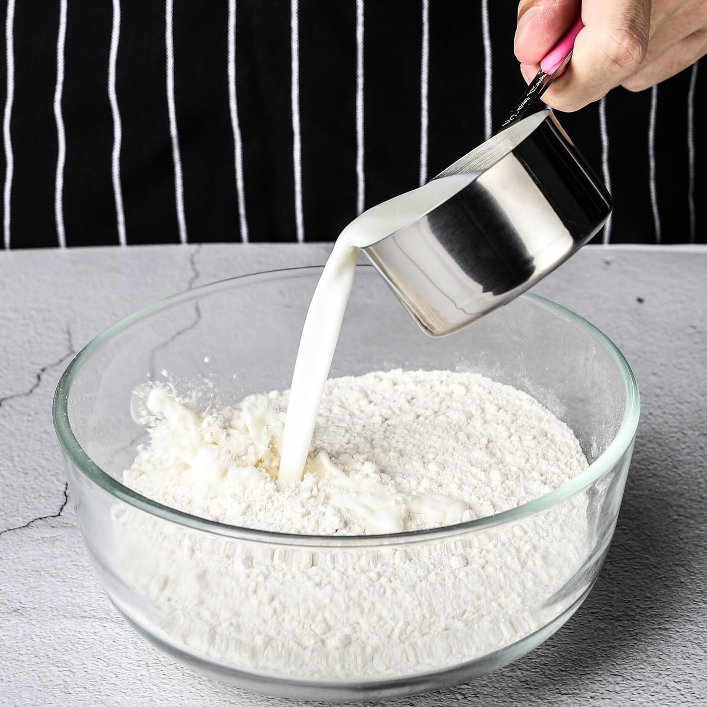 Measuring Cups Set of 8 Stainless Steel Stackable Nesting Measuring Cups for Dry and Liquid Ingredients