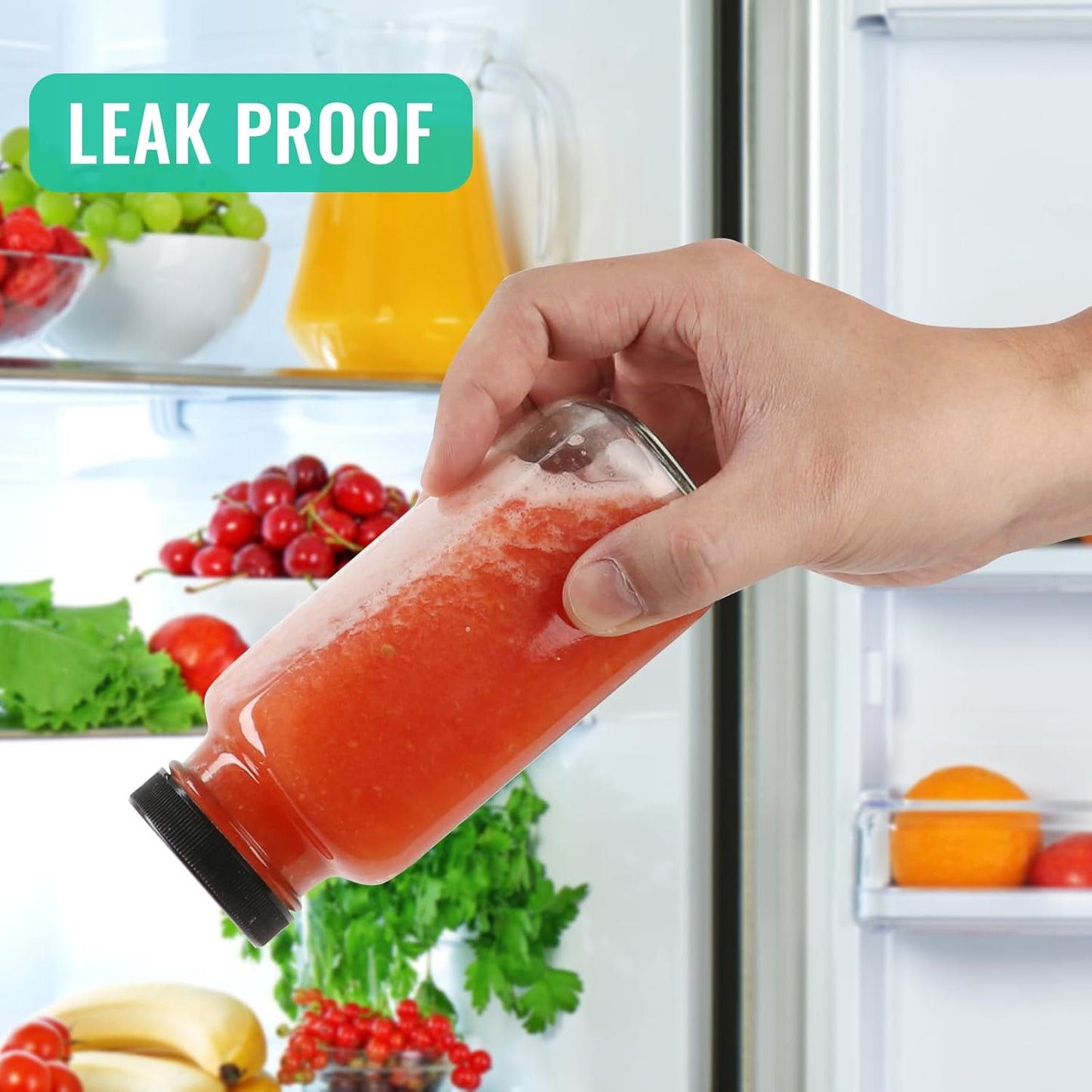 8 oz Glass Juice Bottles with Lids 12 Pack,Reusable Glass Drink Bottles,250ml Water Drinking Jars for Milk,Juicing,Kombucha,Ginger,Beverage Glassware,Juice Drinking Jars