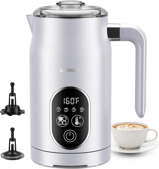 4-in-1 Electric Milk Frother and Steamer with Auto Temperature Control, Warm & Cold Foam Maker, Fast Frother for Coffee, Latte, Hot Chocolate, Cappuccino, Macchiato, White