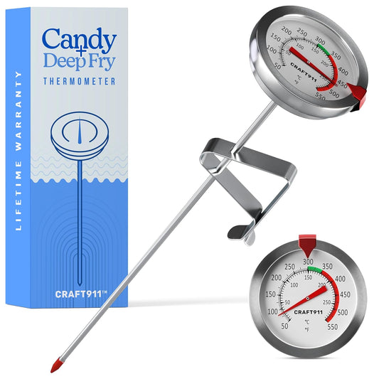 Candy Thermometer with Pot Clip - Deep Fry Oil Thermometer for Frying and Candle Making