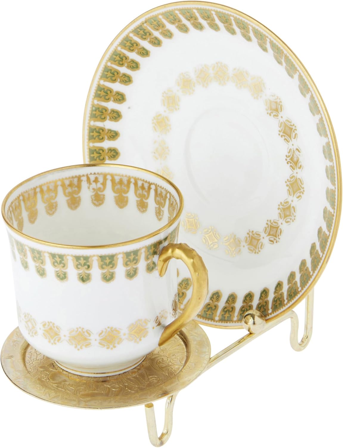Bard's Ornate Shiny Gold-toned Cup and Saucer Stand, 3" H x 2.75" W x 4" D, Pack of 3