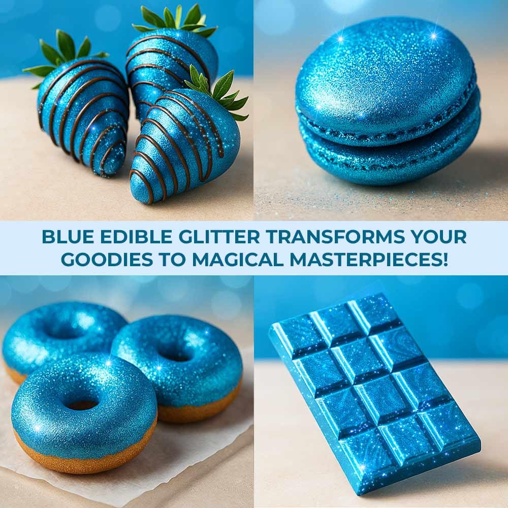 Blue Edible Glitter for Drinks Bulk Edible Glitter for Cakes Drink Brew Glitter, Blue Edible Glitter Cake Decorations Edible Blue Glitter Edible Glitter for Strawberries Cocktail
