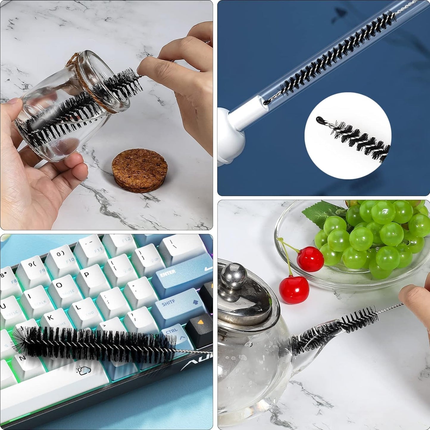 Straw Cleaner Brush Set, 12 Pieces Botthle Cleaning Brush and Nylon Tube Brush Brush, 11.8 Inch Long Cleaning Brush Kit for Water Bottle, Straws on Tumbler, Sippy Cup, Tea Pot Spout