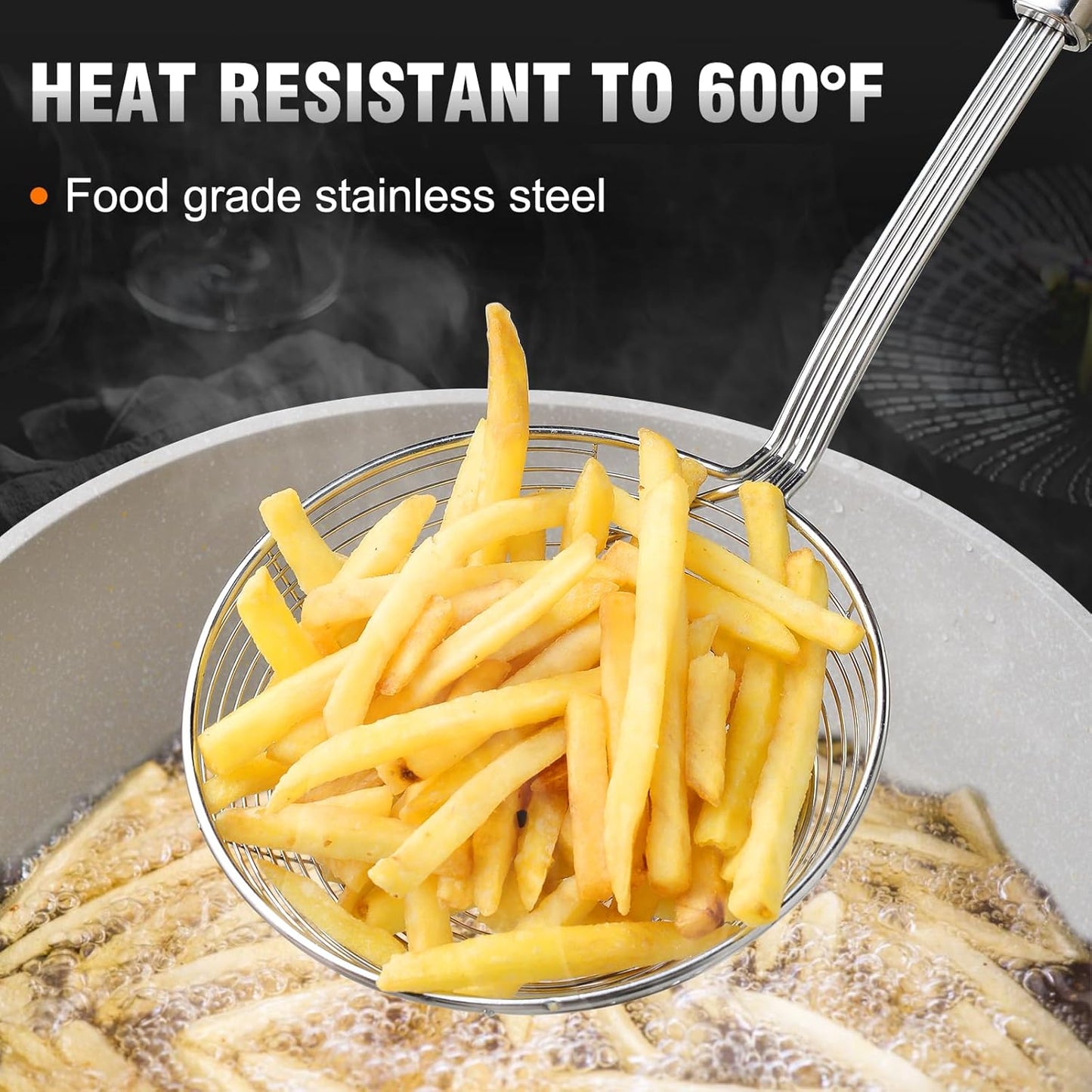 Walfos Spider Strainer - 5.5 Inch Stainless Steel Fryer Scoop, Kitchen Spider Skimmer Strainer With Handle, For Cooking Deep Fryer, Pasta, Spaghetti, Noodle, Vegetables, Egg