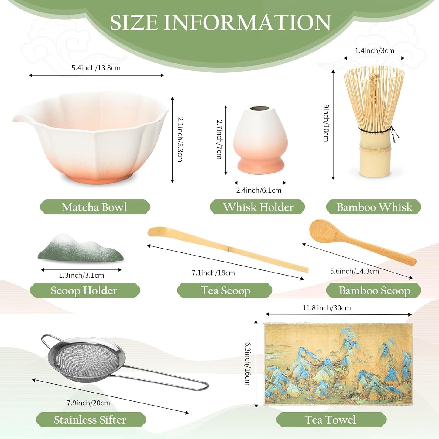 Matcha Whisk Set, Pink Matcha Bowl with Spout, 8PCS Matcha kit, Matcha Whisk and Bowl, Matcha Chasen, Bamboo Scoop, Scoop Rest, Sifter and Tea Towel, Gifts and Ceremony Set for Macha Lovers.(Pink)