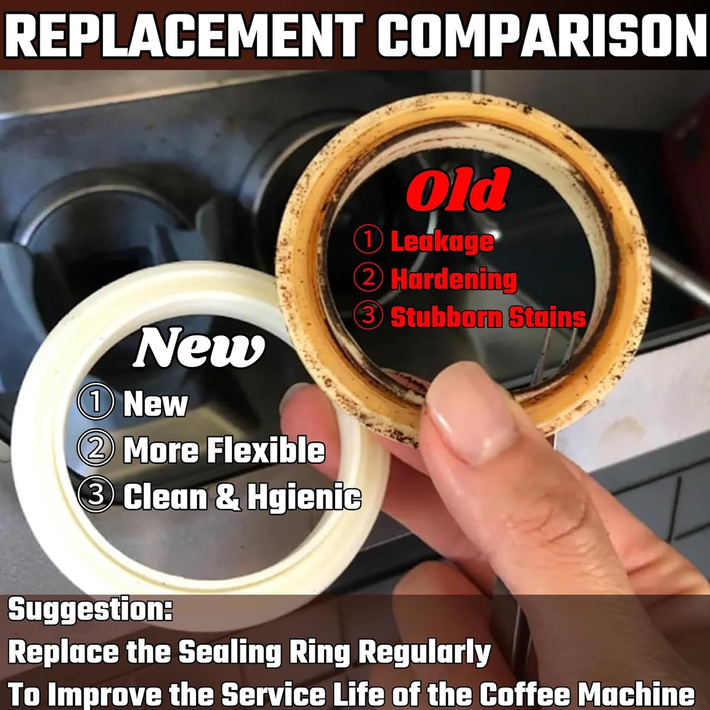 54MM Silicone Steam Ring 2PCS，Brevilles Gasket Replacement for Breville Espresso Machine Parts Breville Espresso Machine Accessories 878/870/860/840/810/500/450 and Sage 500/870/875/880/810/878