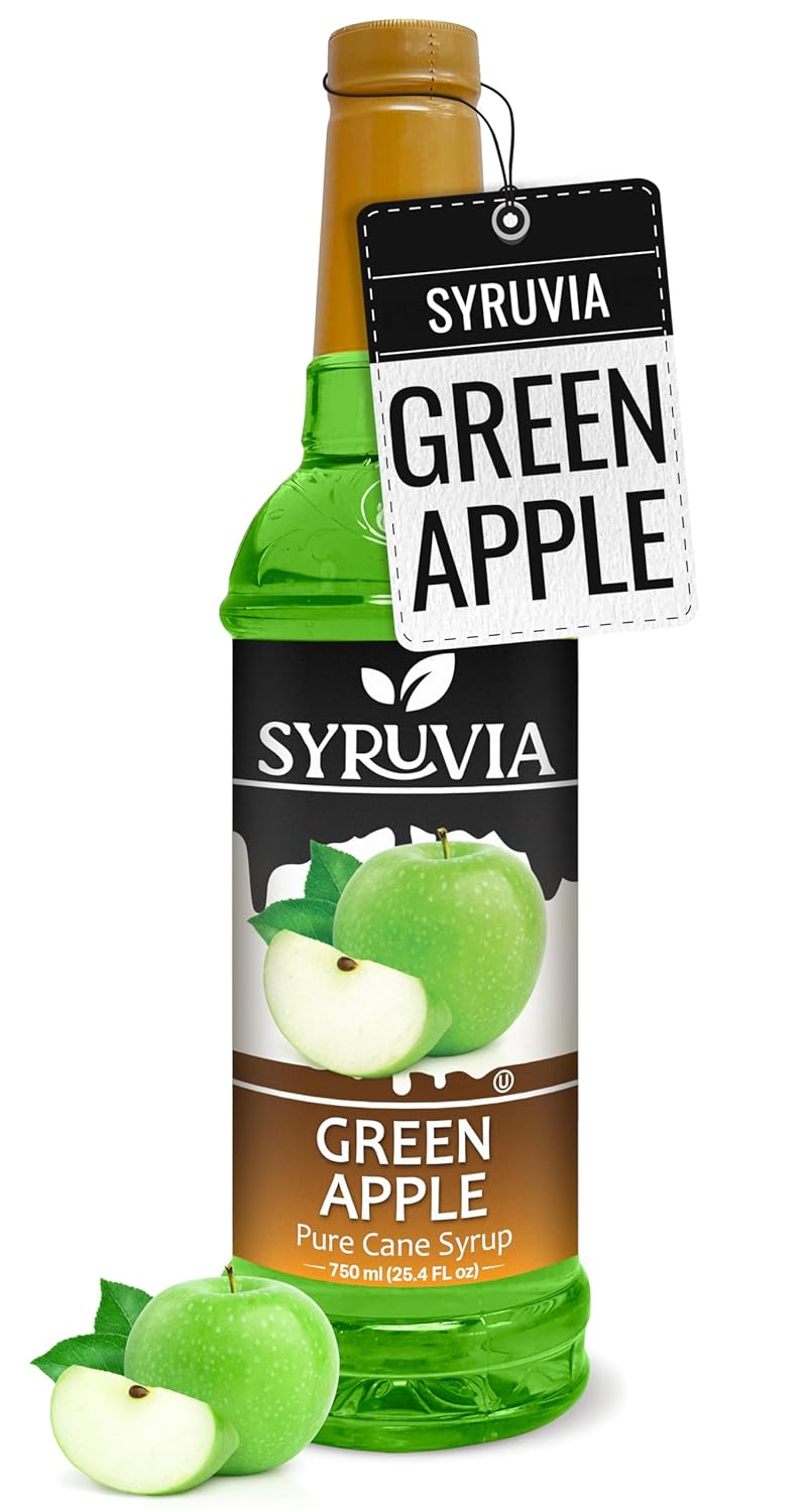 Syruvia Green Apple Syrup - Premium Flavoring Syrup for Tea, Italian Sodas, Beverages, Desserts, Ice Cream, Cocktails & Mocktails - Kosher, Gluten Free - 25.4 fl oz.