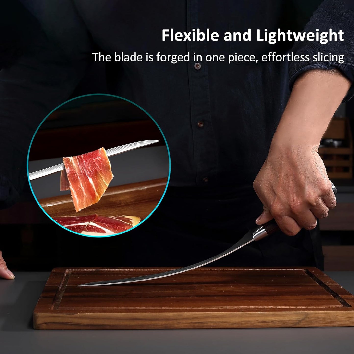 PAUDIN Carving Knife, 10 Inch Professional Ham Slicing Knife with Sheath, High Carbon Stainless Steel Meat Cutting Knifes, Spanish Style Sharp Slicer Knives with Ergonomic Pakkawood Handle, Gift Box