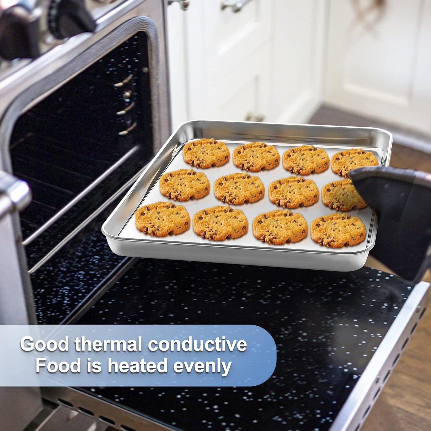 Baking Sheet with Cooling Rack (1 Cookie Sheet + 1 Baking Rack), Stainless Steel Small Baking Sheet Pan with Wire Rack, Toaster Oven Pans Size 10.4 x 8 x 1 Inch, Non-toxic & Heavy Duty & Non-stick