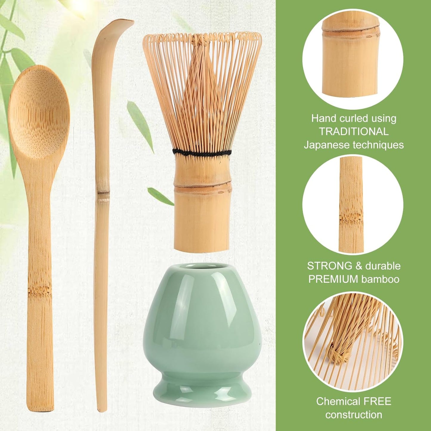 Matcha Bamboo Whisk, Bamboo Whisk,Matcha Whisk Set,Matcha Whisk Holder,Matcha Whisk And Stand,Tea Scoop And Tea Spoon